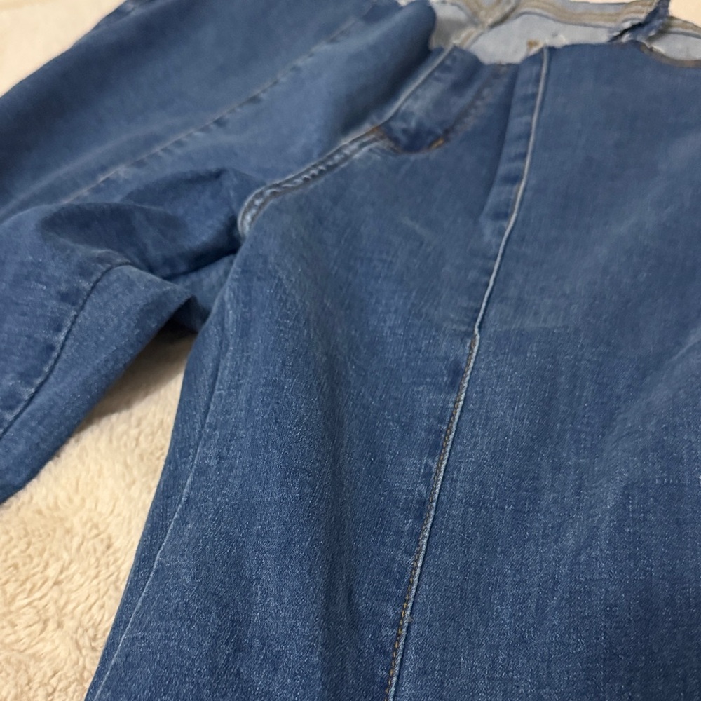 No Waistband Split Leg Flared Bellbottom Distressed Stretch Jeans - L - Picture 6 of 8